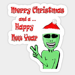 Funny Christmas Happy New Year Alien meme Sticker